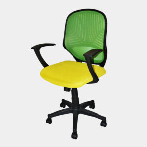 Silla secretaria TTC-0075 con reposabrazos Amarillo con Verde + Base Plástica