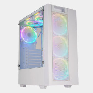 Case Gamer TX-8015 White FAN RGB + Panel lateral vidrio templado